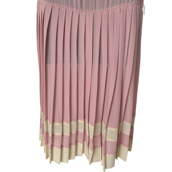 Vintage St. Gillian by Kay Unger Dress Pink Cream Pleated Midi Women's Size 12 - Picture 10 of 12